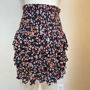 MICHAEL KORS Floral Smocked Tiered Skirt – Romantic Ruffle Mini, Effortless Chic